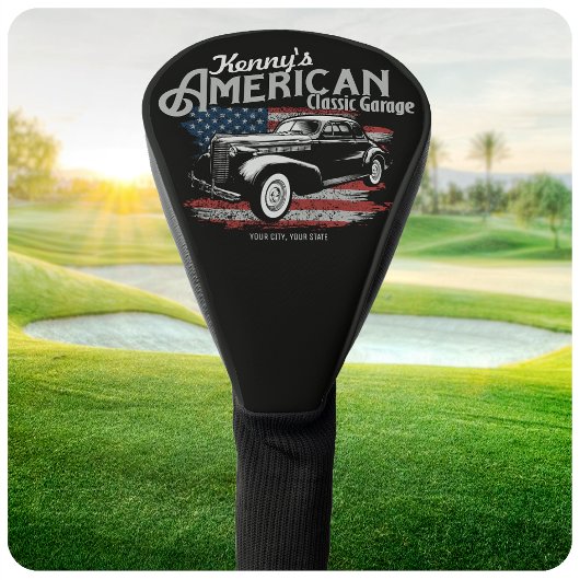 Personalisierte Amerikanische Vintage Autogarage Golf Headcover