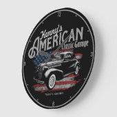 Personalisierte Amerikanische Vintage Autogarage Große Wanduhr (Winkel)