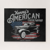 Personalisierte Amerikanische Vintage Autogarage Puzzle (Horizontal)
