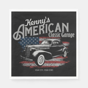 Personalisierte Amerikanische Vintage Autogarage Serviette