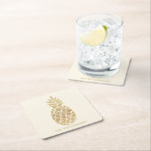 Personalisierte Ananas auf Elfenbein Rechteckiger Pappuntersetzer (Vor Ort)