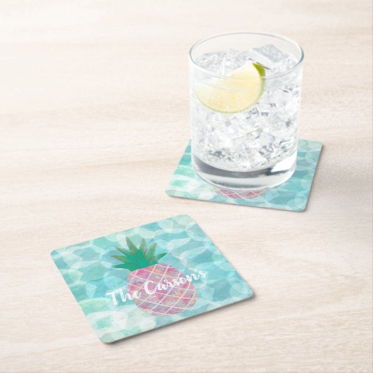 Personalisierte Ananas Bar Drink Coasters Rechteckiger Pappuntersetzer (Vor Ort)