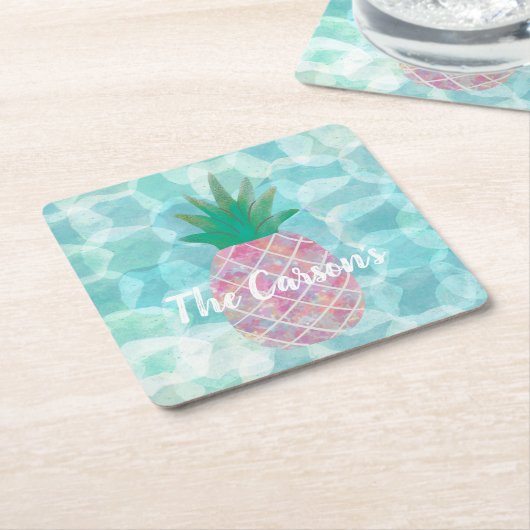 Personalisierte Ananas Bar Drink Coasters Rechteckiger Pappuntersetzer (angewinkelt)