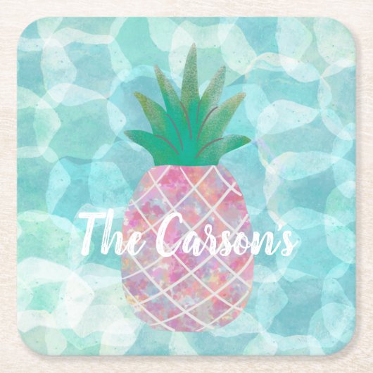 Personalisierte Ananas Bar Drink Coasters Rechteckiger Pappuntersetzer (Vorderseite)