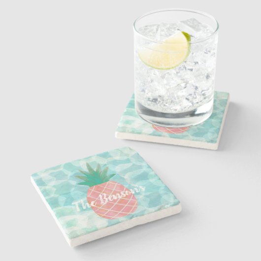 Personalisierte Ananas Bar Drink Coasters  Steinuntersetzer (Seitenansicht)