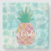 Personalisierte Ananas Bar Drink Coasters Steinuntersetzer (Vorderseite)