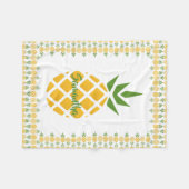 Personalisierte Ananas, bearbeitbarer weißer Hinte Fleecedecke (Vorderseite (Horizontal))