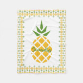 Personalisierte Ananas, bearbeitbarer weißer Hinte Fleecedecke (Vorderseite)