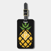 Personalisierte Ananas | bearbeitbares Schwarz Gepäckanhänger (Vorderseite vertikal)