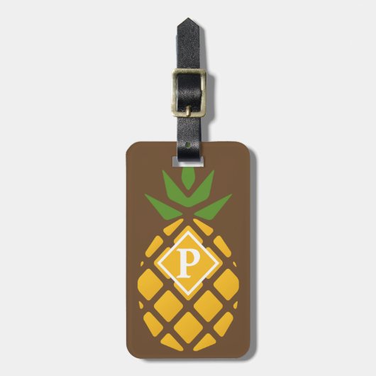 Personalisierte Ananas | Editable Brown Gepäckanhänger (Vorderseite vertikal)