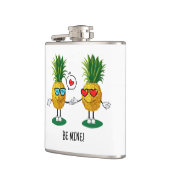 Personalisierte Ananas Emoji Liebe Couple Flachmann (Links)