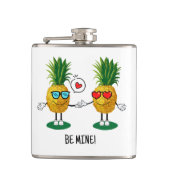 Personalisierte Ananas Emoji Liebe Couple Flachmann (Vorderseite)