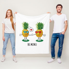 Personalisierte Ananas Emoji Liebe Couple Fleecedecke