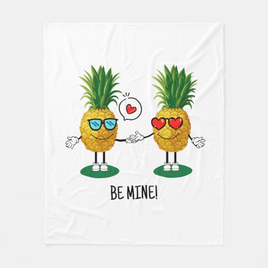 Personalisierte Ananas Emoji Liebe Couple Fleecedecke (Vorderseite)