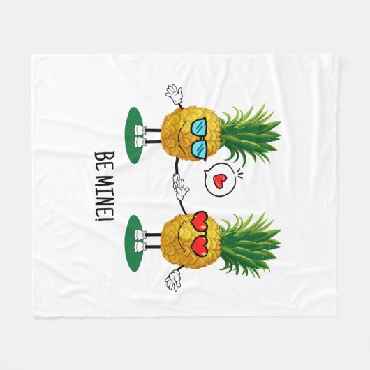 Personalisierte Ananas Emoji Liebe Couple Fleecedecke (Vorderseite (Horizontal))