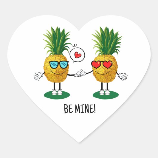 Personalisierte Ananas Emoji Liebe Couple Herz-Aufkleber (Vorderseite)