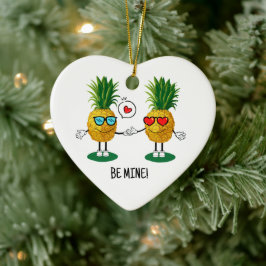Personalisierte Ananas Emoji Liebe Couple Keramik Ornament
