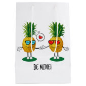 Personalisierte Ananas Emoji Liebe Couple Mittlere Geschenktüte (Rückseite)