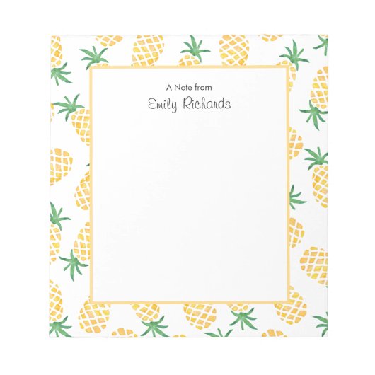 Personalisierte Ananas gemustert Notepad Notizblock (Vorderseite)