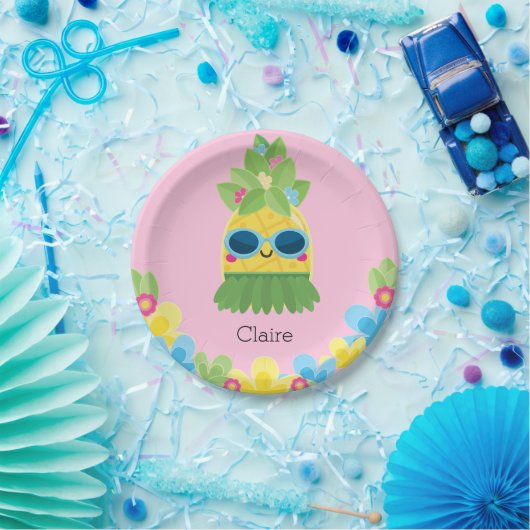 Personalisierte Ananas Girls Frau Onederful First Pappteller (Party)