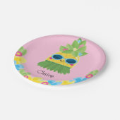 Personalisierte Ananas Girls Frau Onederful First Pappteller (Schrägansicht)