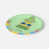 Personalisierte Ananas Girls Frau Onederful First Pappteller (Schrägansicht)