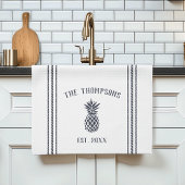 Personalisierte Ananas, Navy und White Rustic Geschirrtuch