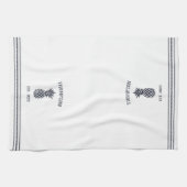 Personalisierte Ananas, Navy und White Rustic Geschirrtuch (Horizontal)