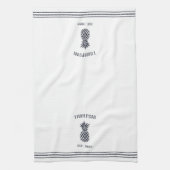 Personalisierte Ananas, Navy und White Rustic Geschirrtuch (Vertikal)