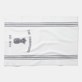 Personalisierte Ananas, Navy und White Rustic Geschirrtuch (Horizontal)