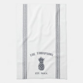 Personalisierte Ananas, Navy und White Rustic Geschirrtuch (Vertikal)