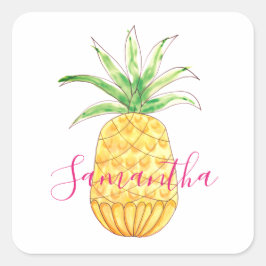 Personalisierte Ananas Quadratischer Aufkleber