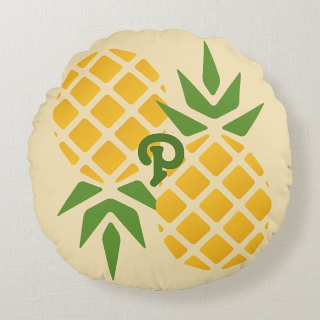 Personalisierte Ananas Rundes Kissen (Vorderseite)