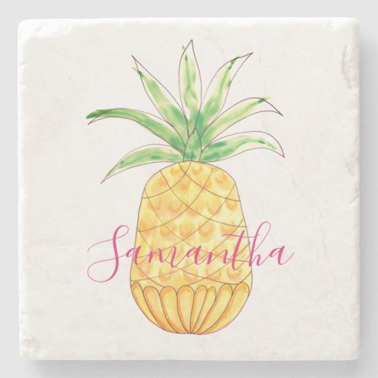 Personalisierte Ananas Steinuntersetzer (Vorderseite)
