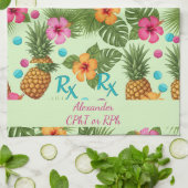 Personalisierte Ananas und Hibiskus Pharmacy Geschirrtuch (Gefaltet)