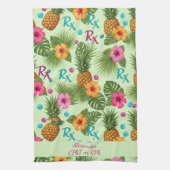 Personalisierte Ananas und Hibiskus Pharmacy Geschirrtuch (Vertikal)