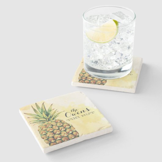 Personalisierte Ananas-Unterlagen Steinuntersetzer (Seitenansicht)