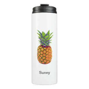 Personalisierte Ananasfrucht auf Weiß Thermosbecher