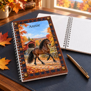 Personalisierte Andalusier-Fuchsstute-Herbst-Gedec Notizblock