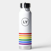 Personalisierte Anfänge Druckfarben Streifen weiß Trinkflasche (Links)