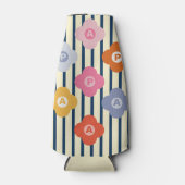 Personalisierte anfängliche Blumenstreifen Multico Flaschenkühler (Vorderseite)