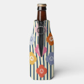 Personalisierte anfängliche Blumenstreifen Multico Flaschenkühler (Flasche Rückseite)
