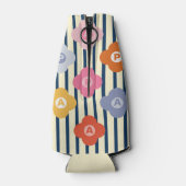 Personalisierte anfängliche Blumenstreifen Multico Flaschenkühler (Rückseite)