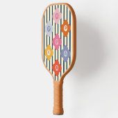 Personalisierte anfängliche Blumenstreifen Multico Pickleball Schläger (Links)