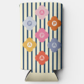 Personalisierte anfängliche Blumenstreifen Multico Selters Dosenkühler (Vorderseite)