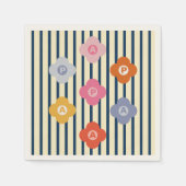 Personalisierte anfängliche Blumenstreifen Multico Serviette (Vorderseite)