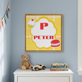 Personalisierte Anfangs- und Namens-Monogramm-Wand Leinwanddruck