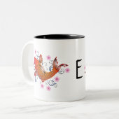 Personalisierte Anfangs- und orange Japaner Koi Zweifarbige Tasse (Vorderseite Links)