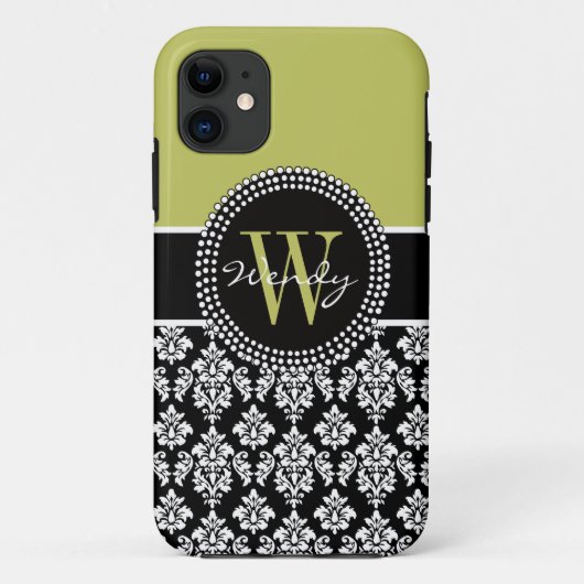 Personalisierte Anfangsbuchstaben Grün Schwarz Dam Case-Mate iPhone Hülle (Rückseite)