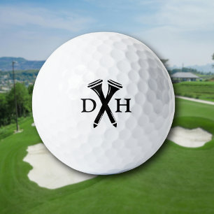 Personalisierte Anfangsbuchstaben schwarze gekreuz Golfball